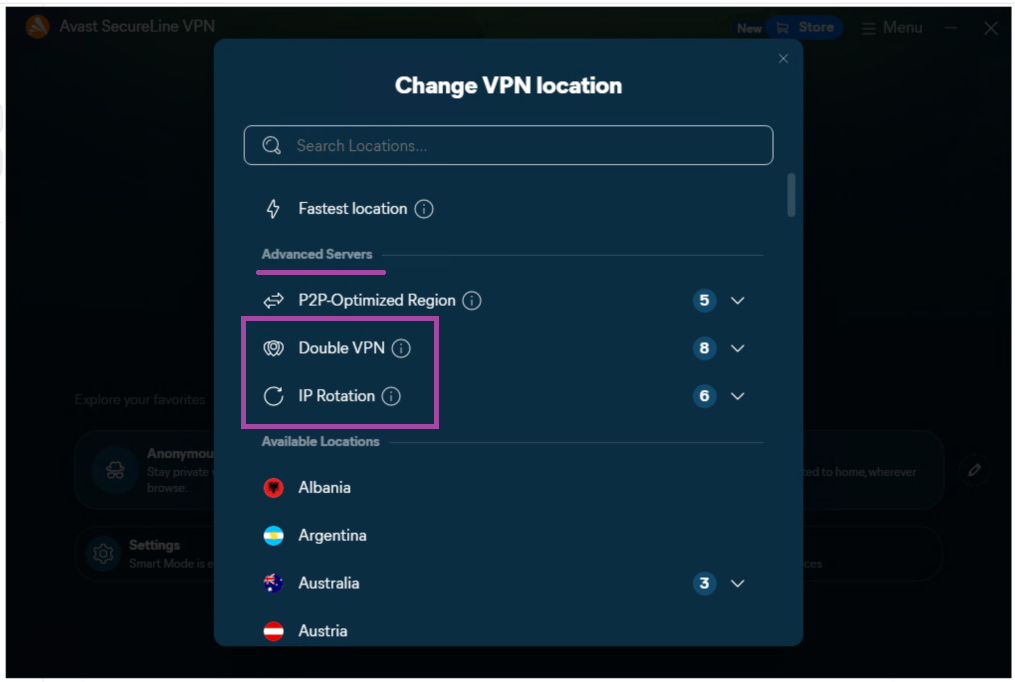 Adv VPN regions