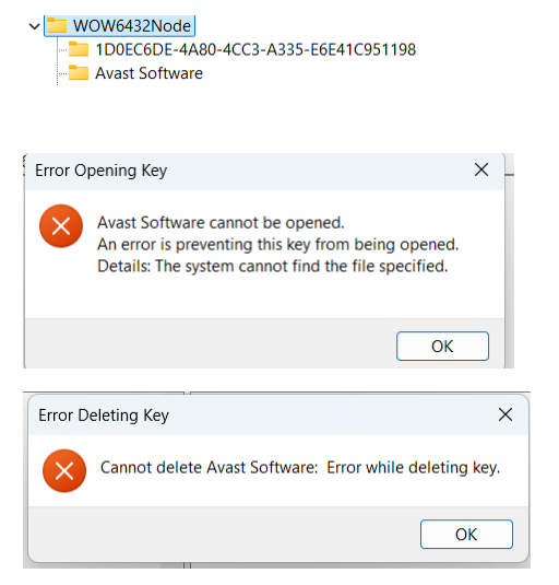 Need help regarding HKEY_LOCAL_MACHINE\SOFTWARE\Wow6432Node\AVAST